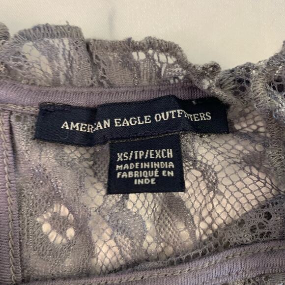 American Eagle Lace Baby Tee Ruffle Crop Cami Top Whimsigoth Victorian Collar XS - Picture 5 of 7